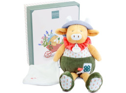 Doudou Darčeková sada Plyšová kravička Aneth s dečkou zelená 28 cm