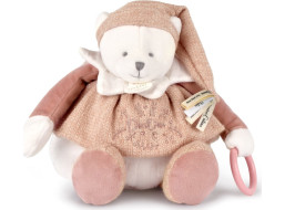 Doudou Darčeková sada Plyšový ľadový medvedík s krúžkom 30 cm ružový