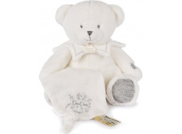 Doudou Darčeková sada Plyšový medvedík s dečkou 30 cm sivý