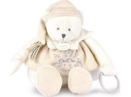 Doudou Darčeková sada Plyšový ľadový medvedík s krúžkom 30 cm béžový