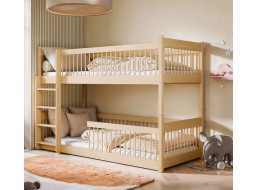 Detská poschodová posteľ s Montessori lôžkom z masívu borovice BOLEK - 200x90 cm - PRÍRODNÁ