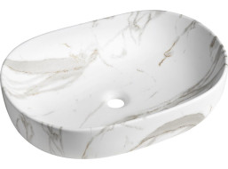 Sapho CALEO keramické umývadlo na dosku, 60x42cm, bianco carrara CA590BC