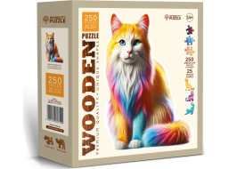 WOODEN CITY Drevené puzzle Dúhová mačka 250 dielikov