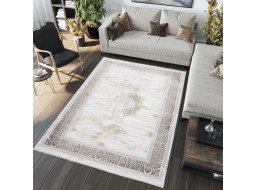 Kusový koberec SAHARA Frame - krémový/hnedý