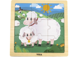 VIGA Drevené puzzle Ovečky, 9 dielikov