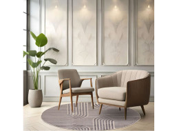Kusový okrúhly koberec MADISON Lines - šedý/krémový