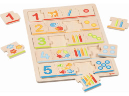 GOKI Drevené vkladacie puzzle Nauč sa počítať 20 dielikov
