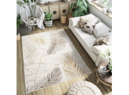 Kusový koberec GOLDEN Feathers - krémový/hnedý/zlatý