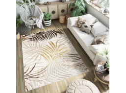 Kusový koberec GOLDEN Palm leaves - krémový/hnedý/zlatý