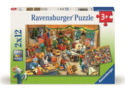 RAVENSBURGER Puzzle Vianočné kúzlo v továrni na hračky 2x12 dielikov
