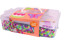 PLAYBOX Zažehľovacie korálky v plastovom kufríku Happy mix + doštička a predlohy 12000ks