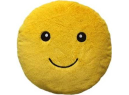 Dekoračný okrúhly vankúš SUPER SMILE 45 cm - žltý