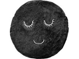 Dekoračný okrúhly vankúš SUPER SMILE 45 cm - čierny