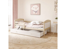 Detská posteľ so zásuvkou MATTEO - 200x90 cm - biela / borovica