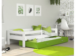 Detská posteľ so zásuvkou HUGO V - 160x80 cm - zeleno-biela