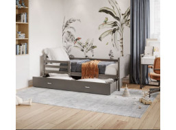 Detská posteľ so zásuvkou MAX S - 190x80 cm - šedá - vláčik