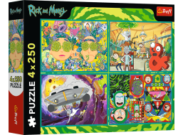 TREFL Puzzle Zvrátený svet Ricka a Mortyho 4x250 dielikov