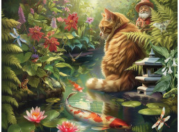 COBBLE HILL Puzzle Mačka a Koi kapry XL 275 dielikov