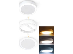 Solight LED mini panel kúpeľňový 2v1, 3CCT, podhľadový/prisadený, 18W, 1530lm, IP54, biela, okrúhly