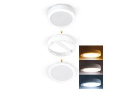 Solight LED mini panel kúpeľňový 2v1, 3CCT, podhľadový / prisadený, 24W, 2040lm, IP54, biela, okrúhly