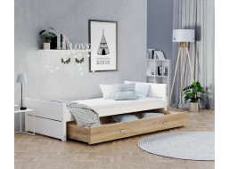 Detská posteľ so šuplíkom TYMON - 200x90 cm - biela/dub craft