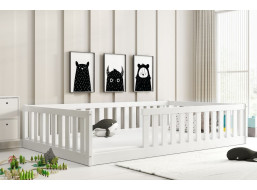 Detská Montessori posteľ z masívu borovice BELLA 200x120 cm - biela