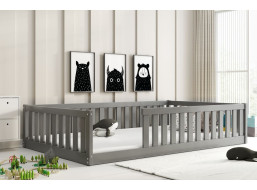 Detská Montessori posteľ z masívu borovice BELLA 200x120 cm - grafitová