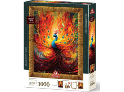 ART PUZZLE Puzzle s rámom a lepidlom 3v1 Farebný páv 1000 dielikov