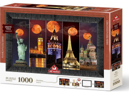 ART PUZZLE Puzzle s rámom a lepidlom 3v1 Krvavý mesiac 1000 dielikov