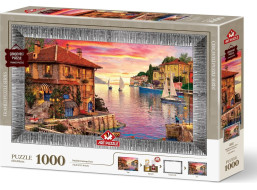 ART PUZZLE Puzzle s rámom a lepidlom 3v1 Stredomorský prístav 1000 dielikov