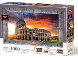 ART PUZZLE Puzzle s rámom a lepidlom 3v1 Západ slnka nad Koloseom 1000 dielikov