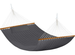 Závesná hojdacia sieť LUMO PREMIUM DUO prešívaná - 200x140 cm - šedá