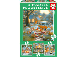 EDUCA Puzzle Králičie mesto 4v1 (12,16,20,25 dielikov)