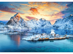CASTORLAND Puzzle Východ slnka nad Sakrisøy, Lofoty, Nórsko 1000 dielikov