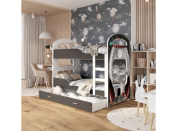 Detská poschodová posteľ Dominik Q - 190x80 cm - RAKETA
