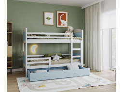 Detská poschodová posteľ so zásuvkou MATTEO - 200x90 cm - modro-biela