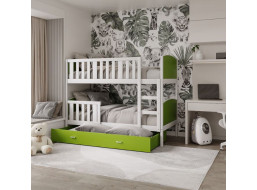 Detská poschodová posteľ so zásuvkou TAMI Q - 200x90 cm - zeleno-biela