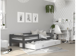 Detská posteľ so zásuvkou HUGO V - 160x80 cm - bielo / šedá
