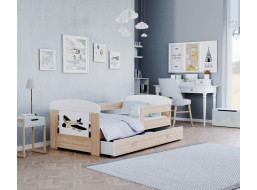 Detská posteľ so zásuvkou PHILIP - 180x80 cm - sonoma / lietadielko