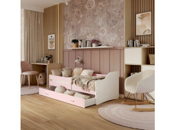 Detská posteľ so zásuvkou SWEET - 160x80 cm - ružovo-biela