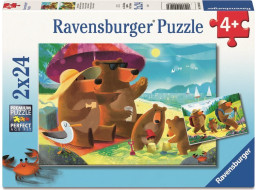 RAVENSBURGER Puzzle Medvedia rodinka na výlete 2x24 dielikov