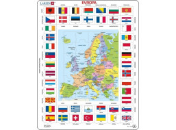 Larsen Vzdelávacie puzzle Európa Mapa a vlajky 70 dielikov