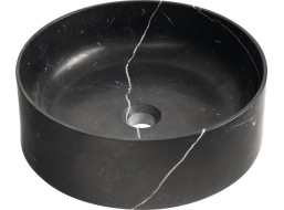 Sapho BLOK kamenné umývadlo na dosku, Ø 40cm, matný čierny Marquin 2401-52
