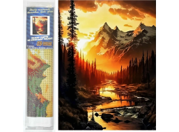 NORIMPEX Diamantové maľovanie Horská rieka pri západe slnka 30x40cm