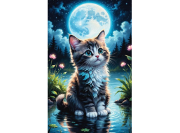NORIMPEX Diamantové maľovanie Mačka pri rybníku 30x40cm