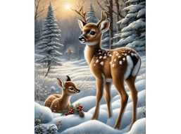 NORIMPEX Diamantové maľovanie Kolúšiky v zasneženom lese 30x40cm