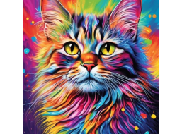 NORIMPEX Diamantové maľovanie Portrét farebného mačiatka 30x40cm
