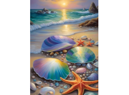 NORIMPEX Diamantové maľovanie Mušle a hviezdice 30x40cm