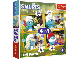 TREFL Puzzle Život v šmolkovej dedine 4v1 (35,48,54,70 dielikov)