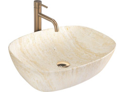 Keramické umývadlo MAXMAX Rea FREJA - TRAVERTINE - imitácia kameňa